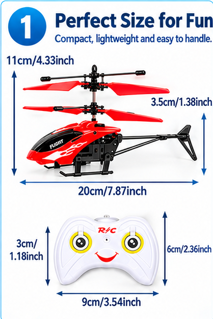 Mini RC Helicopter with Remote Control, USB Charging & Automatic Landing
